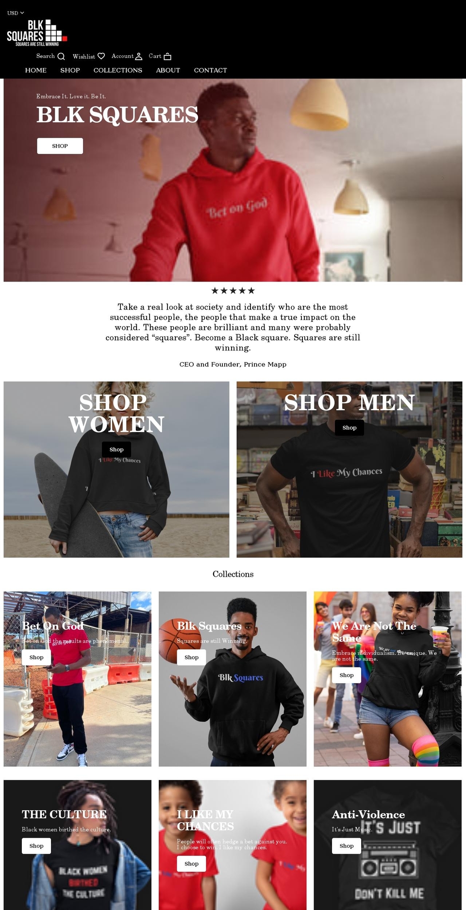 blksquares.com shopify website screenshot