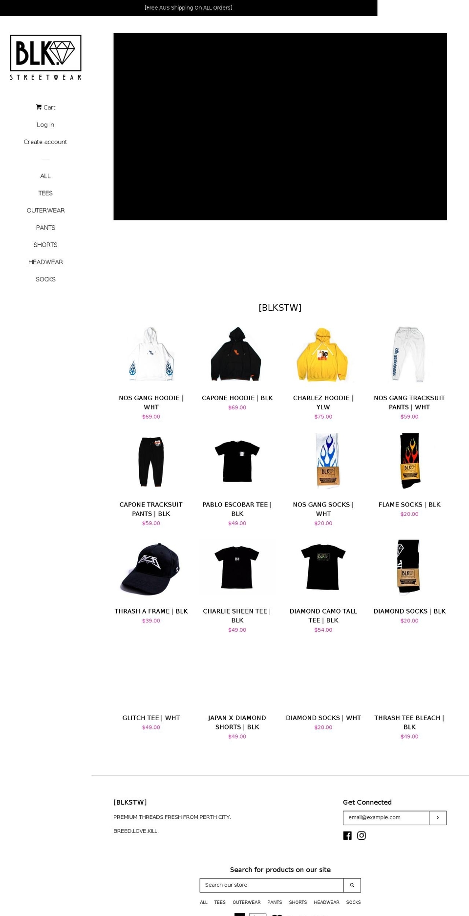 blkstreetwear.com shopify website screenshot