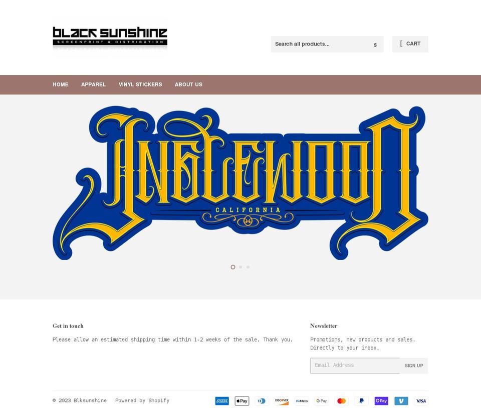 blksunshine.com shopify website screenshot