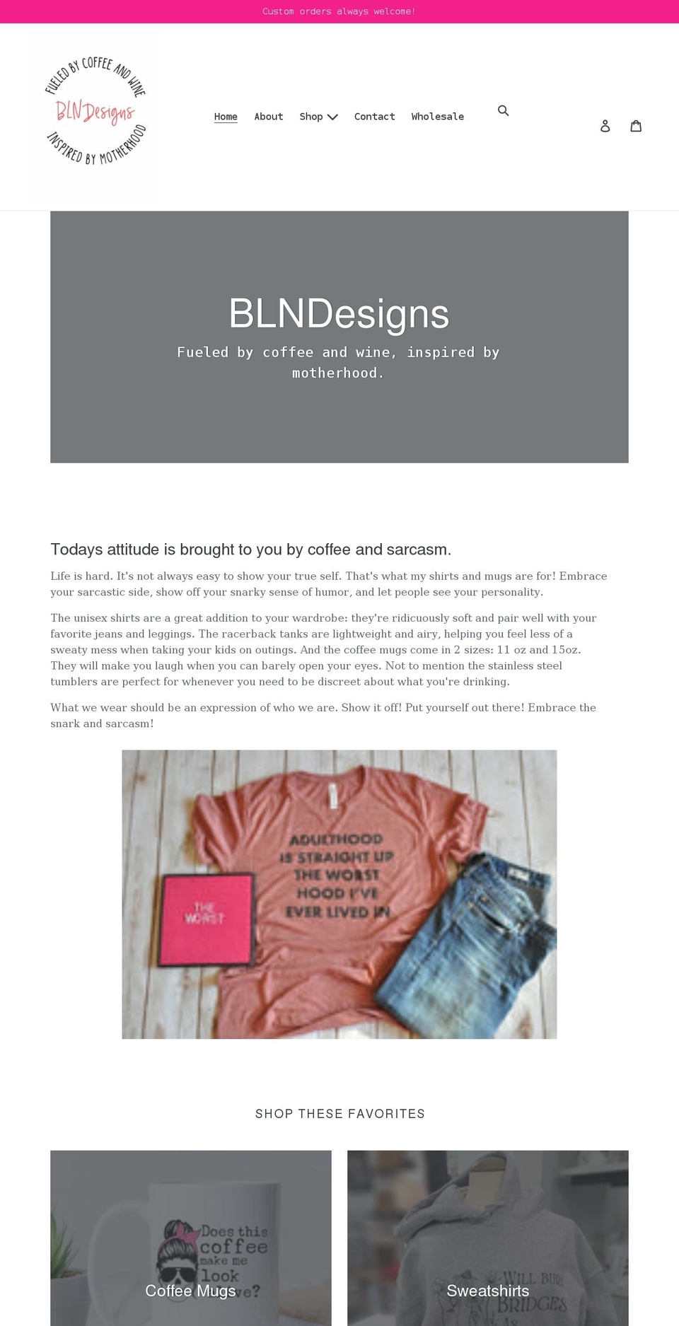 blndesigns.com shopify website screenshot