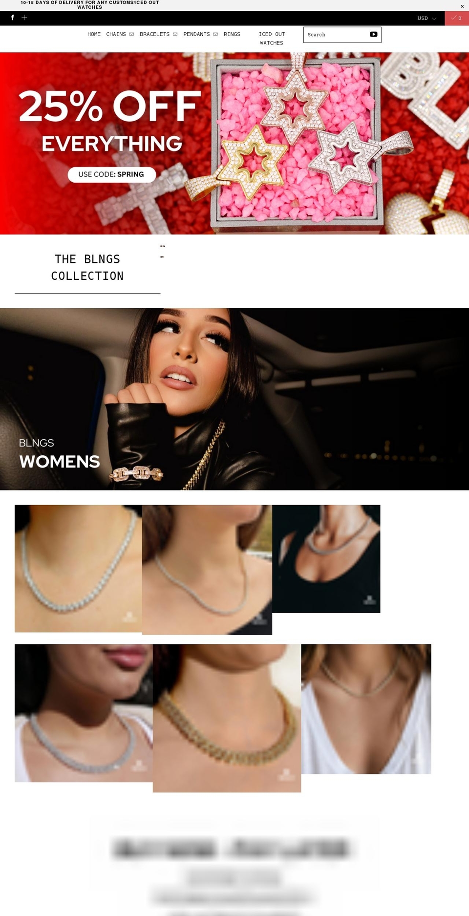 blngsjewelry.com shopify website screenshot