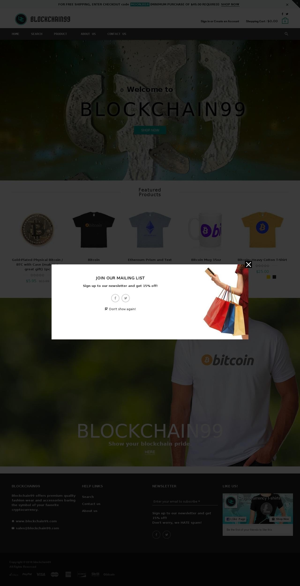 blockchain99.com — Shopify storefront screenshot