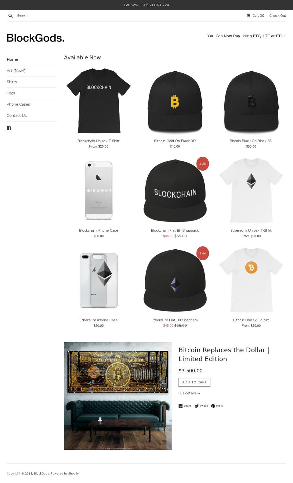 blockgods.com — Shopify storefront screenshot