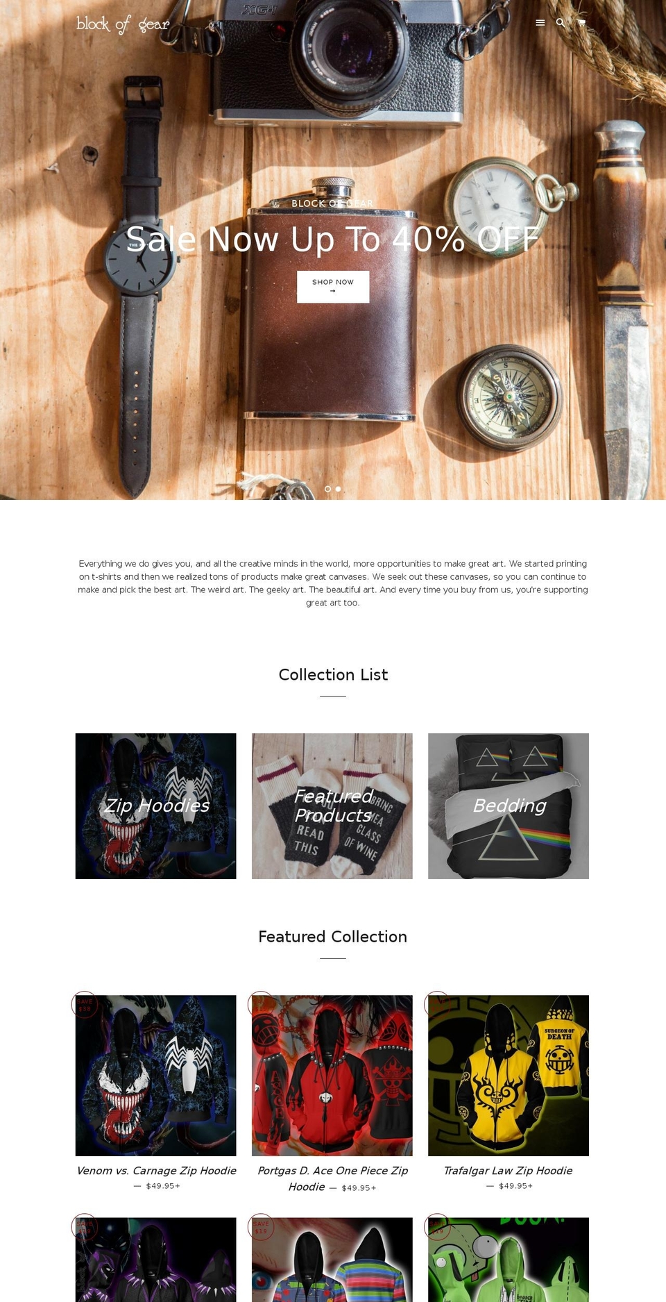 blockofgear.com — Shopify storefront screenshot