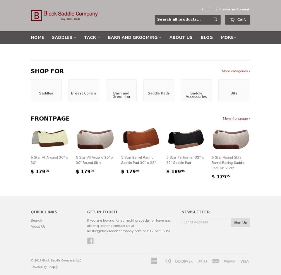 blocksaddlecompany.com shopify website screenshot