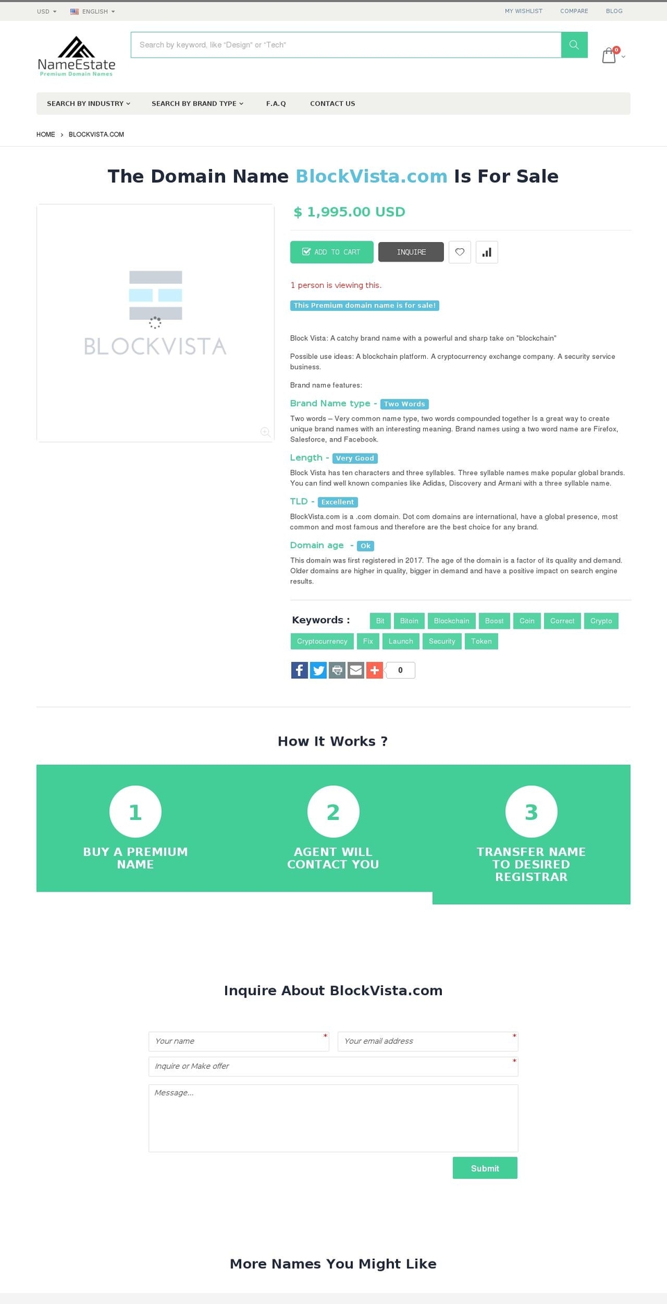 blockvista.com shopify website screenshot