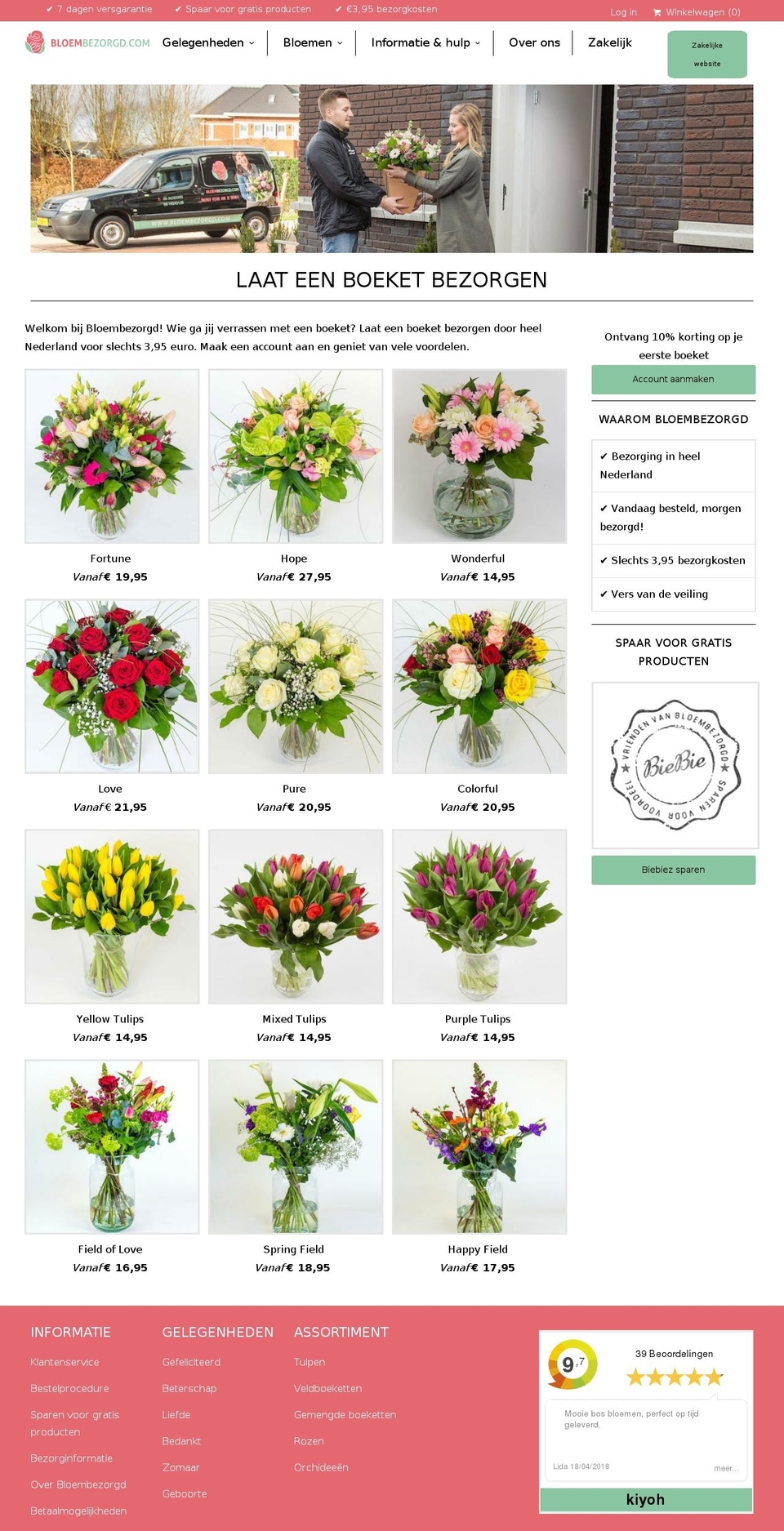 bloembezorgd.com shopify website screenshot