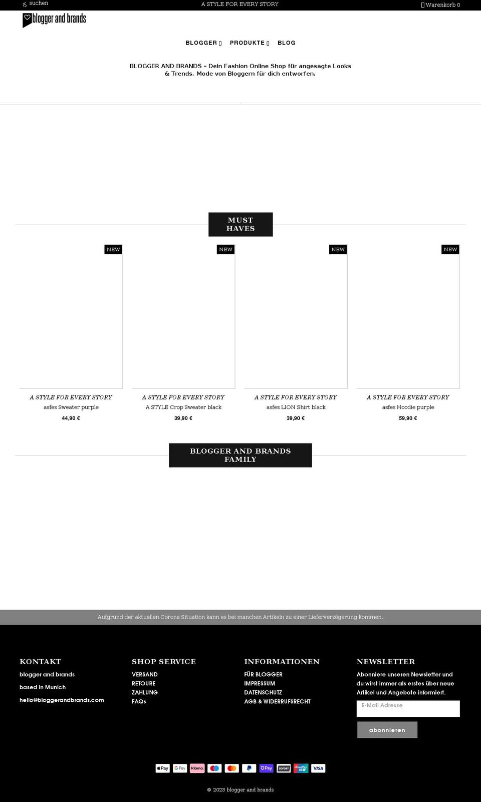bloggerandbrands.com shopify website screenshot