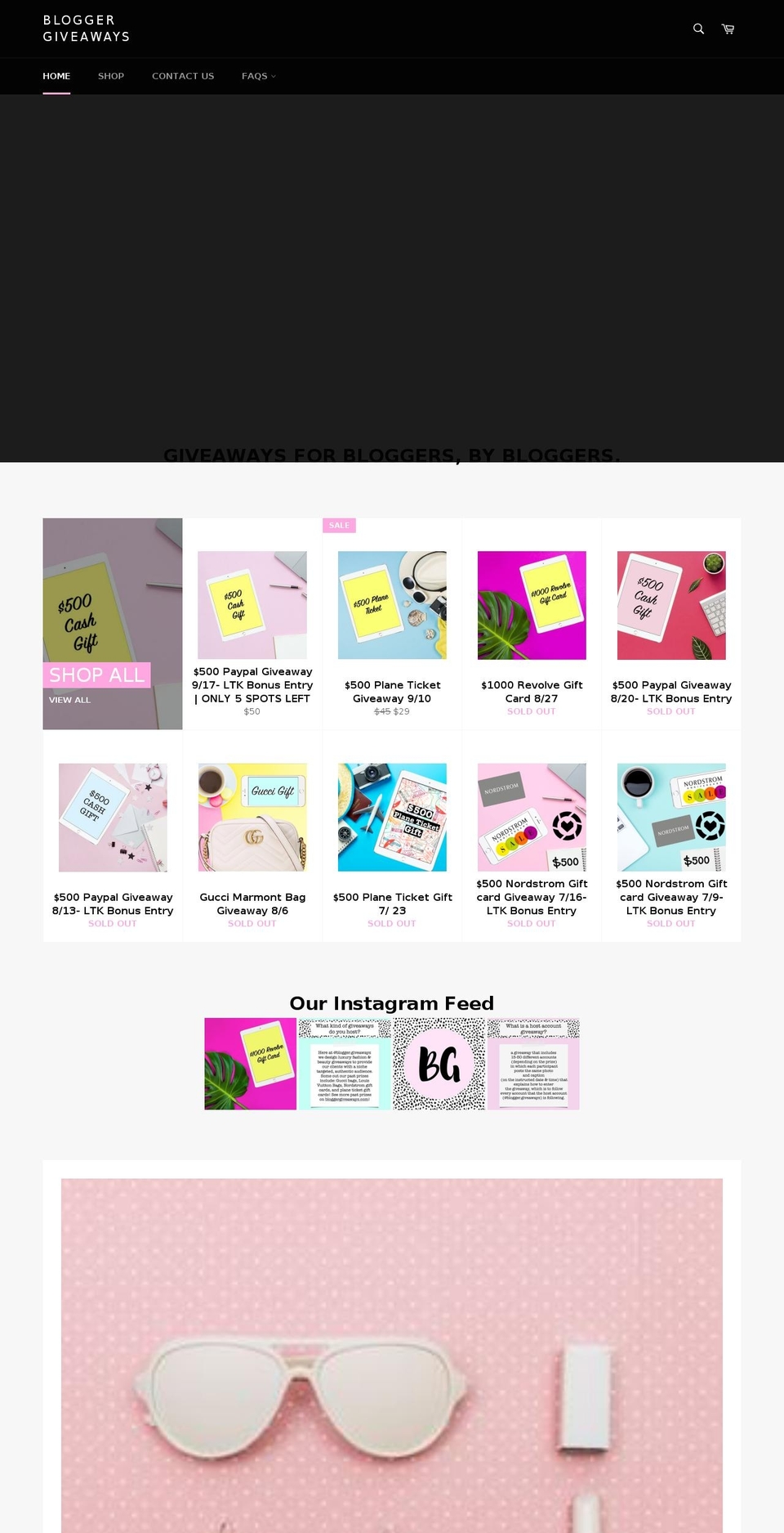bloggergiveaways.com — Shopify storefront screenshot