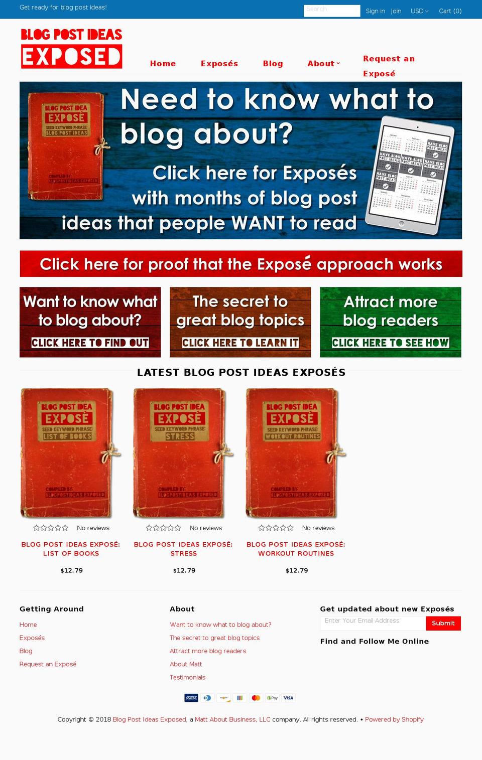 blogpostideas.exposed shopify website screenshot