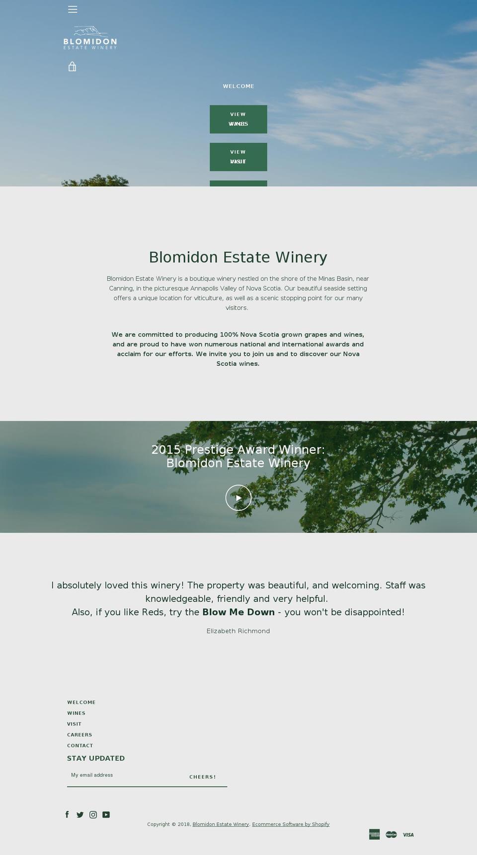 blomidonwine.com — Shopify storefront screenshot