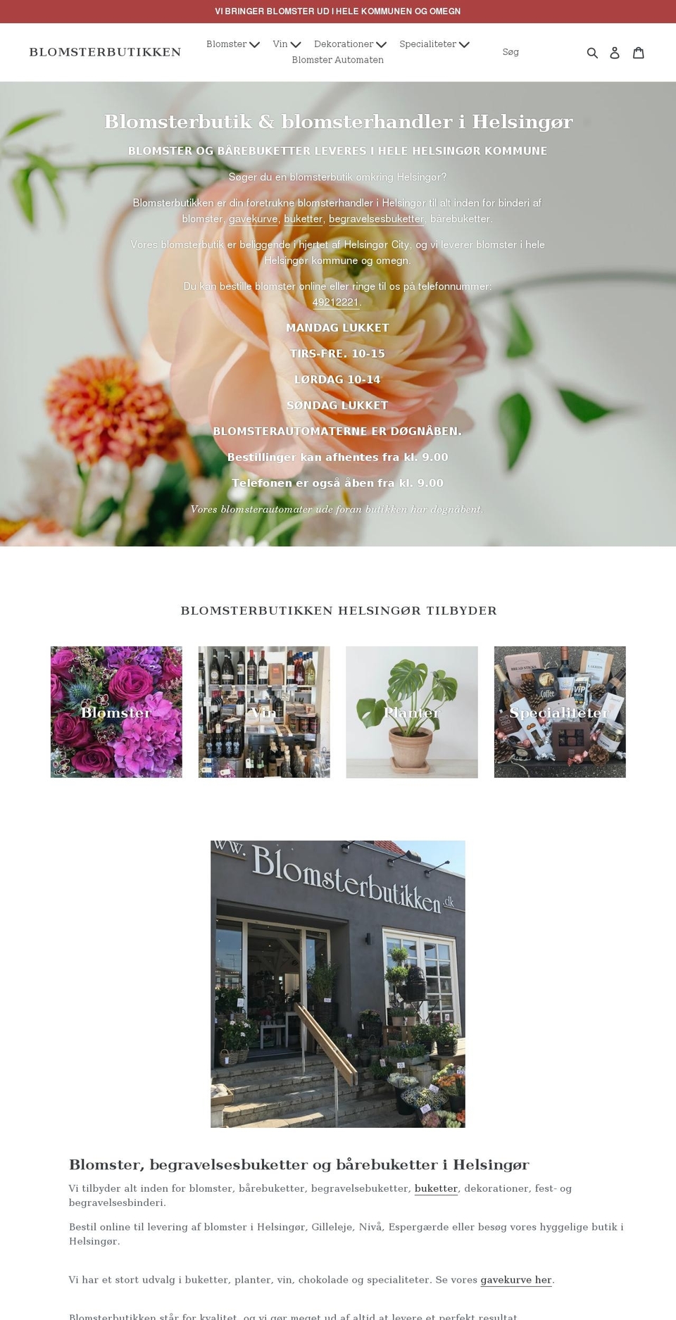 blomsterbutikken.dk shopify website screenshot