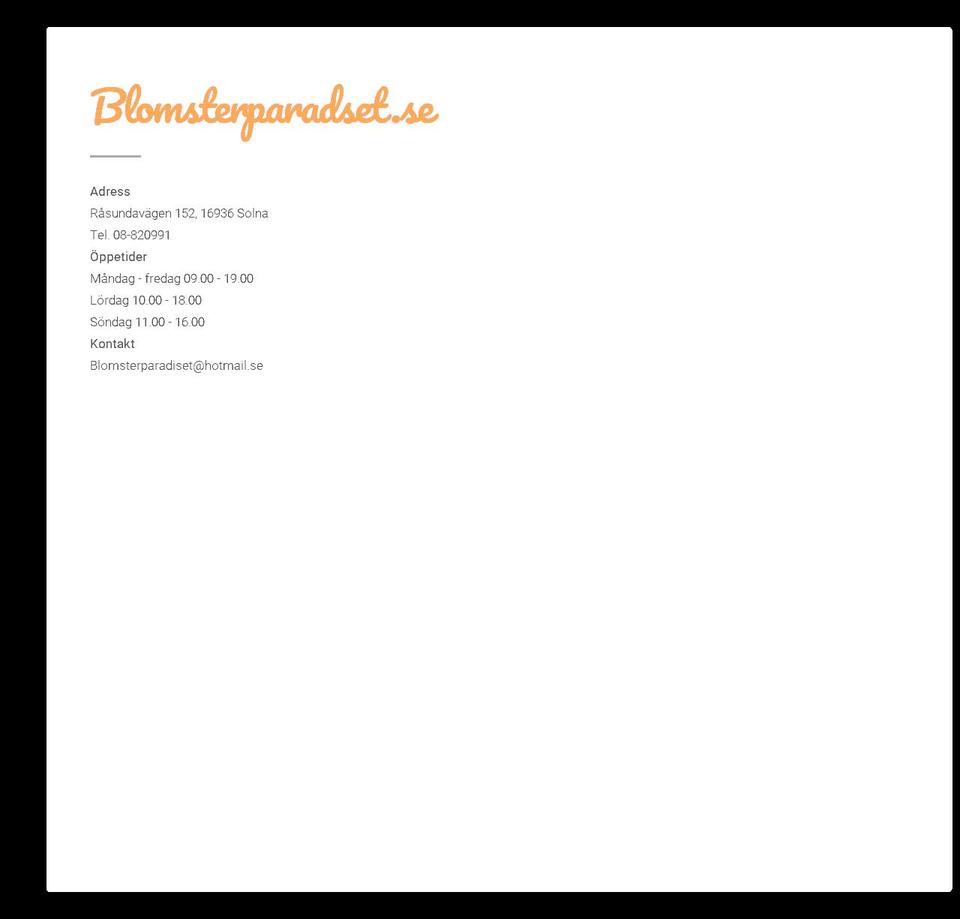 blomsterparadiset.se shopify website screenshot