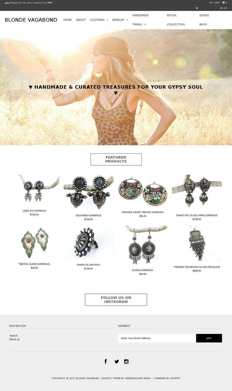 blondevagabond.com shopify website screenshot