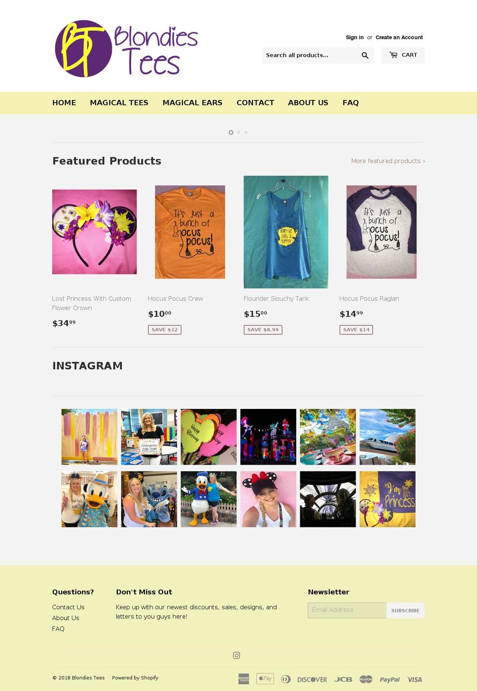 blondiestees.com — Shopify storefront screenshot