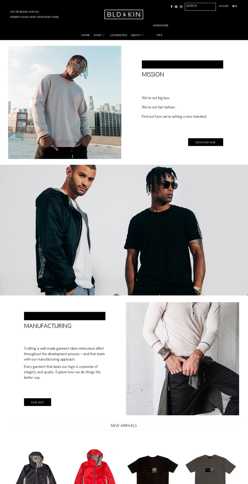 bloodandkin.com shopify website screenshot