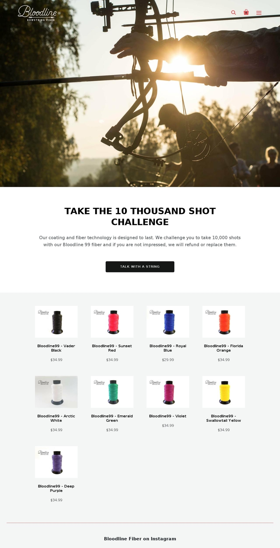 bloodlinebowstringfiber.com — Shopify storefront screenshot