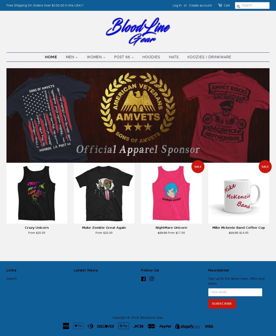 bloodlinegear.com — Shopify storefront screenshot