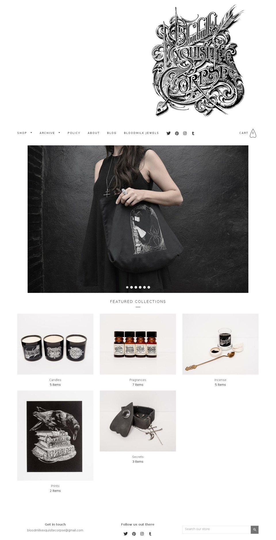 bloodmilkexquisitecorpse Shopify theme site example bloodmilkexc.com