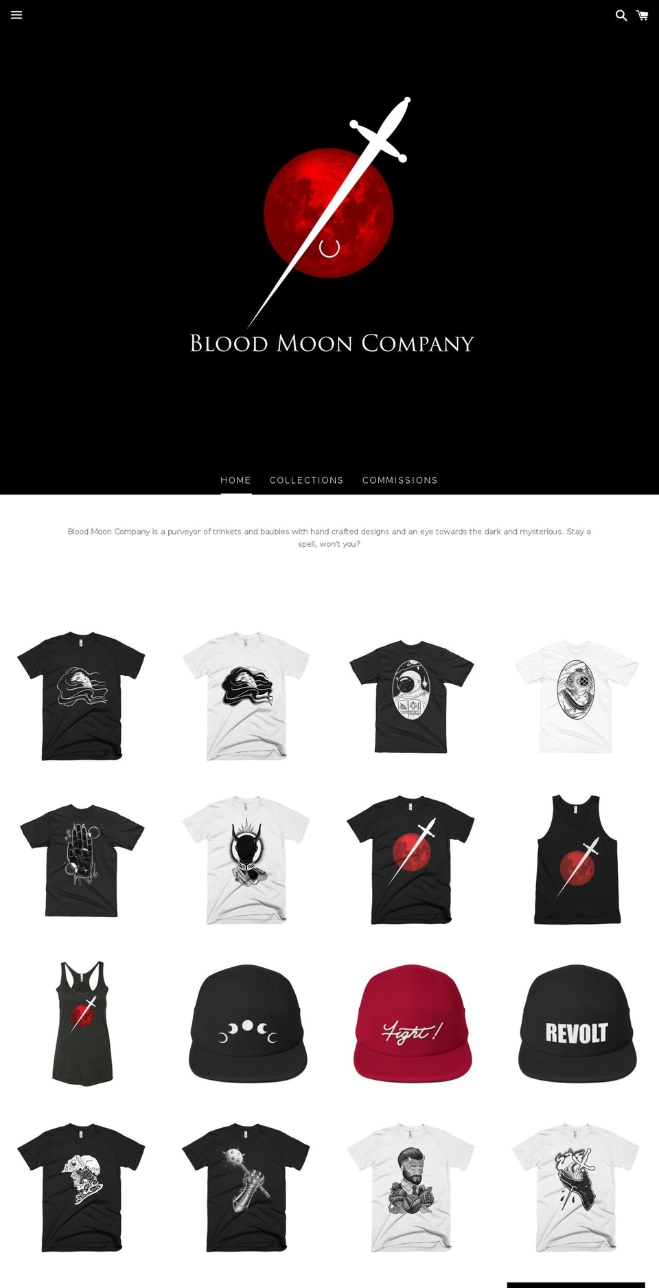 bloodmooncompany.com shopify website screenshot