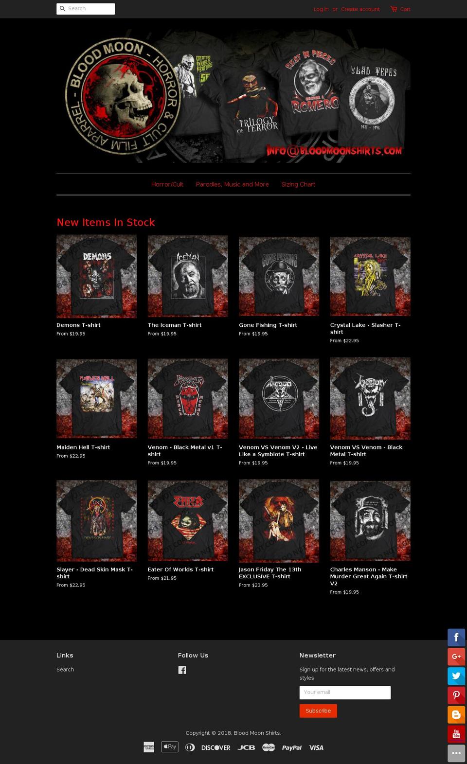 bloodmoonshirts.com — Shopify storefront screenshot