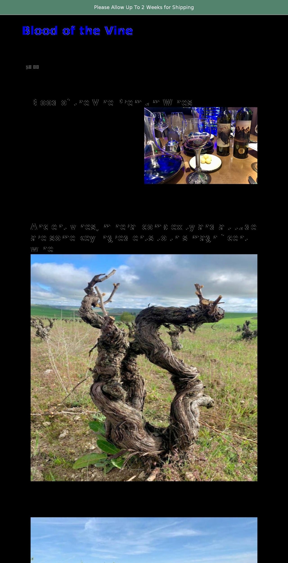 bloodofthevines.com shopify website screenshot
