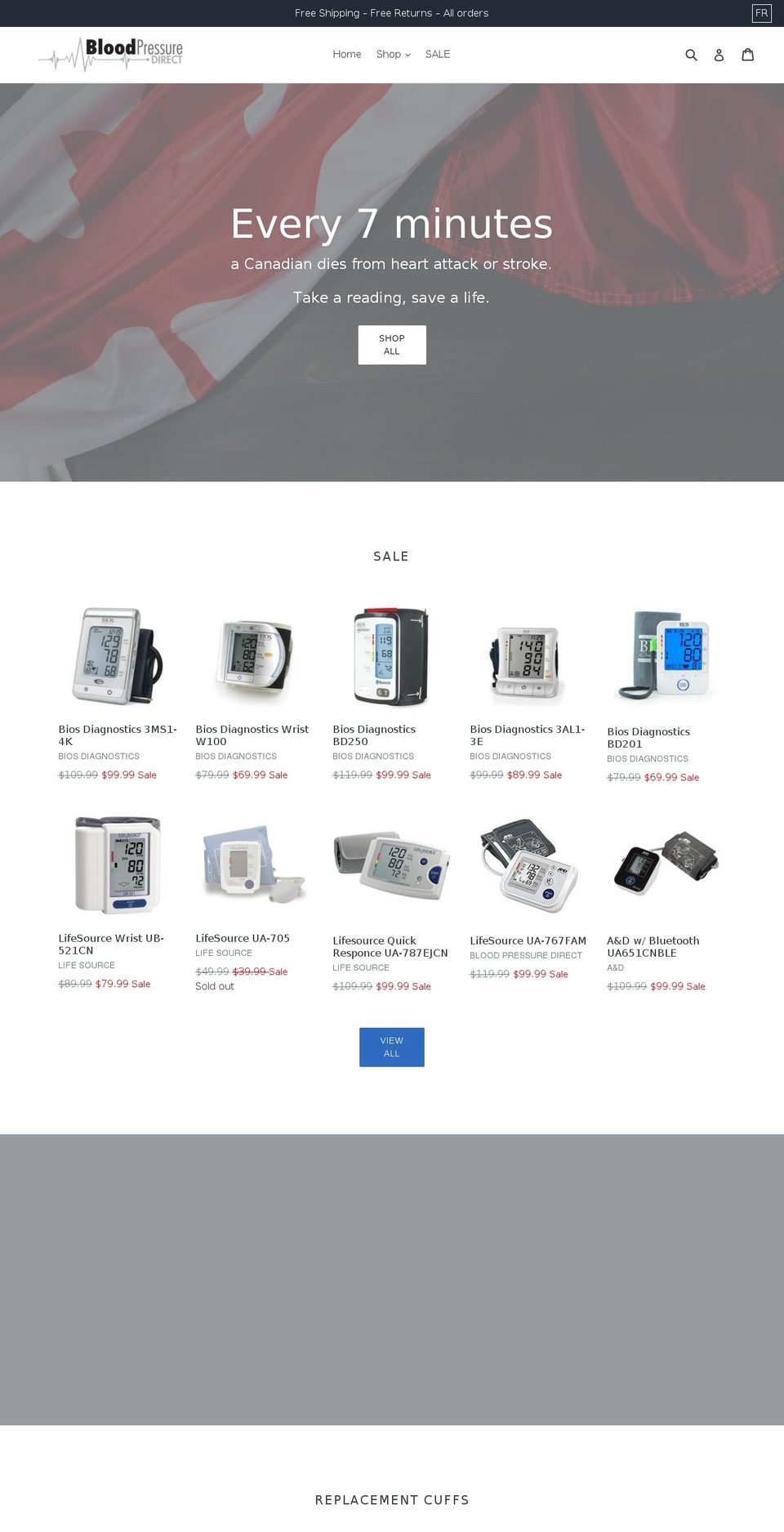 bloodpressuredirect.com — Shopify storefront screenshot