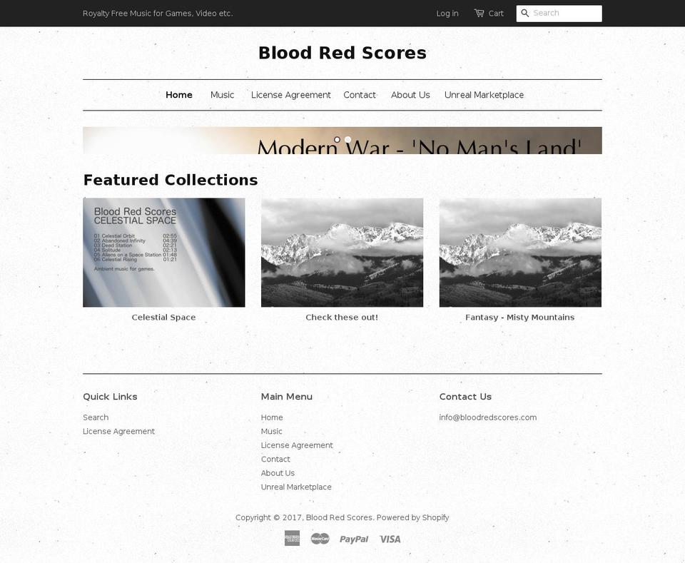 bloodredscores.com shopify website screenshot
