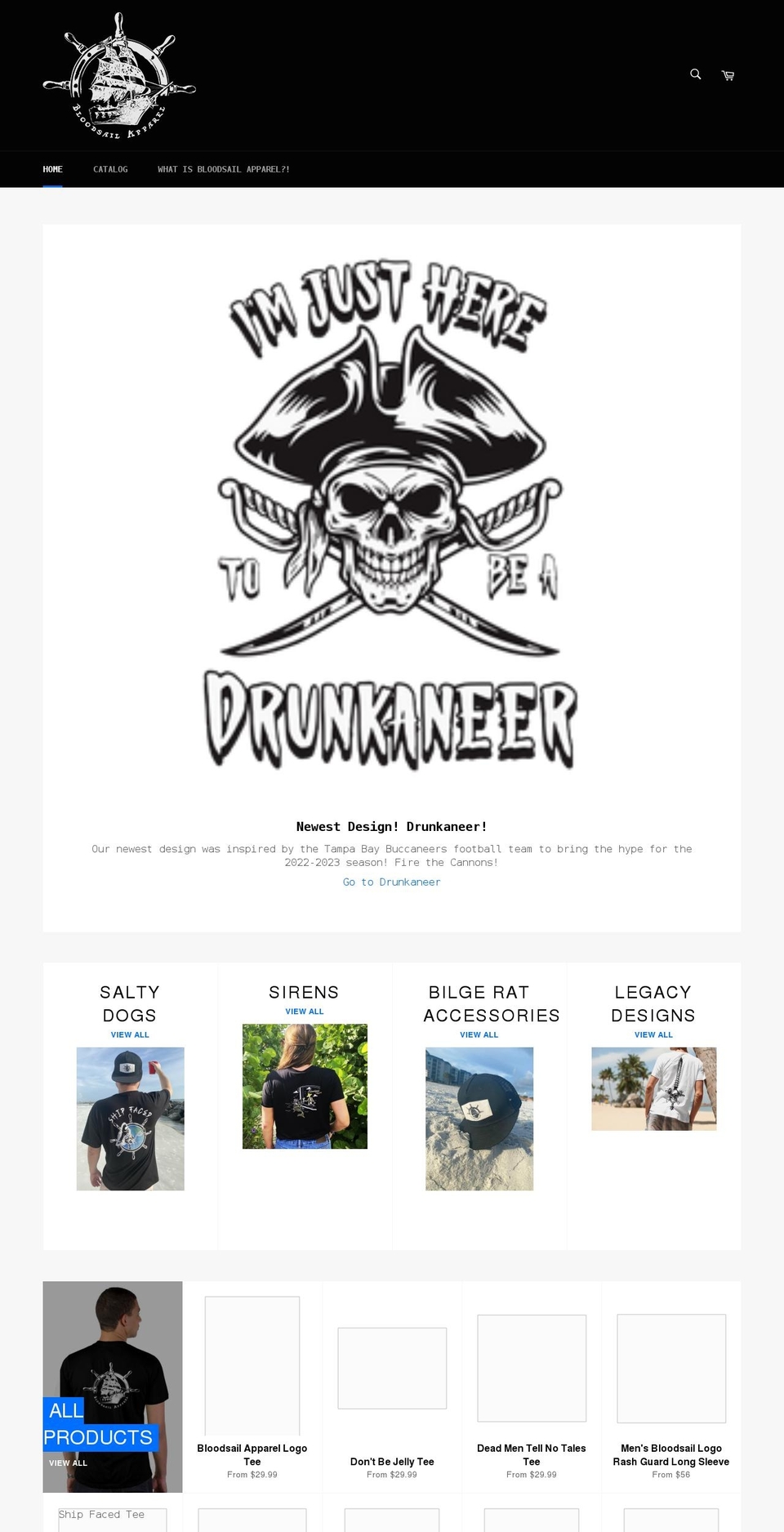 bloodsailapparel.com shopify website screenshot