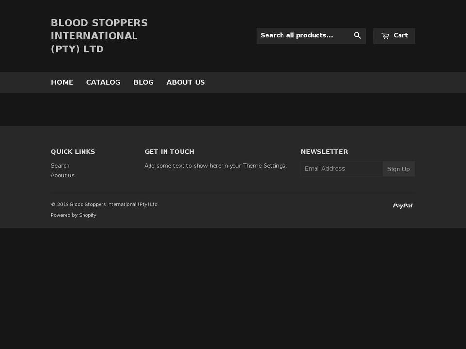 bloodstoppersinternational.com shopify website screenshot