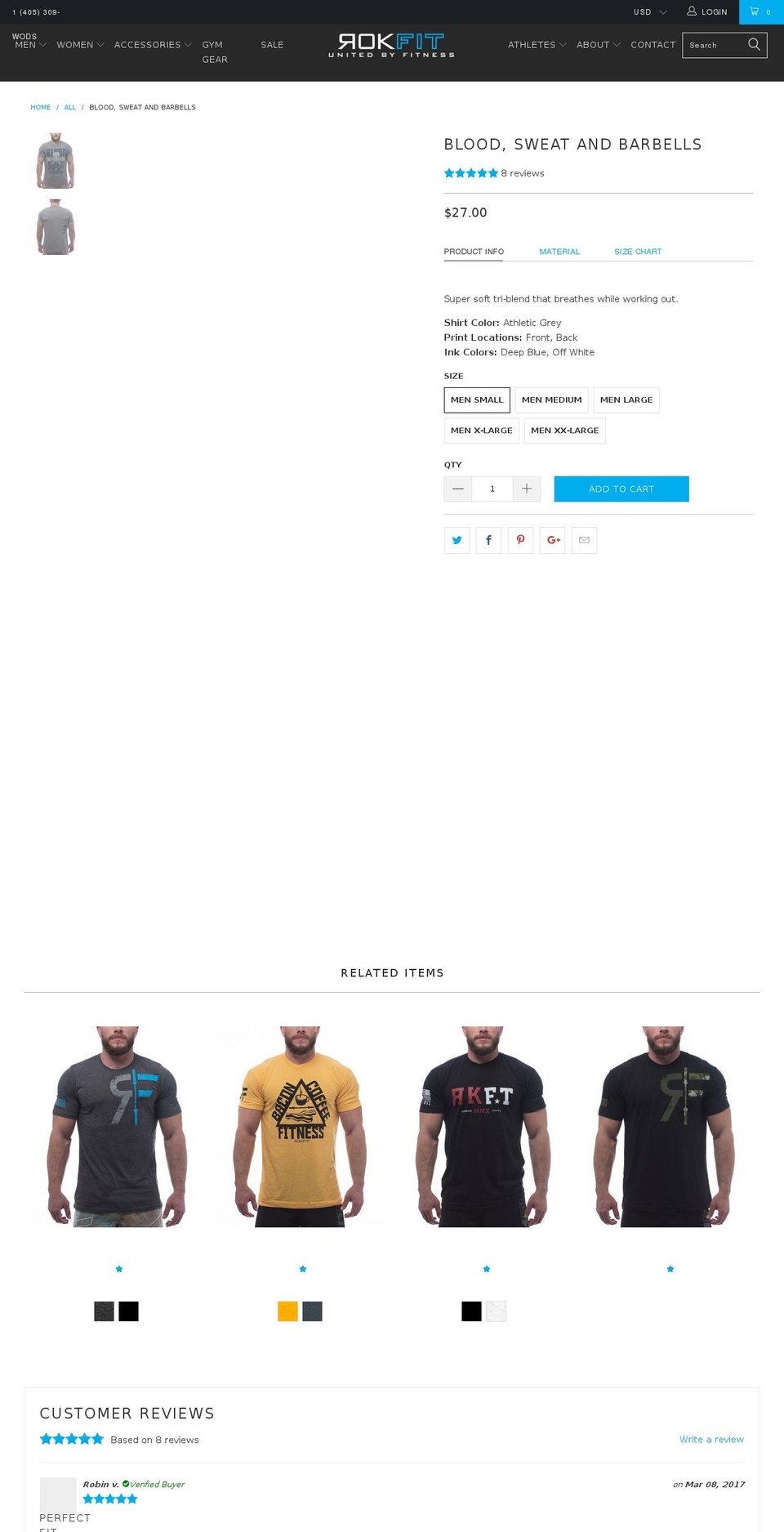 bloodsweatandbarbells.com shopify website screenshot