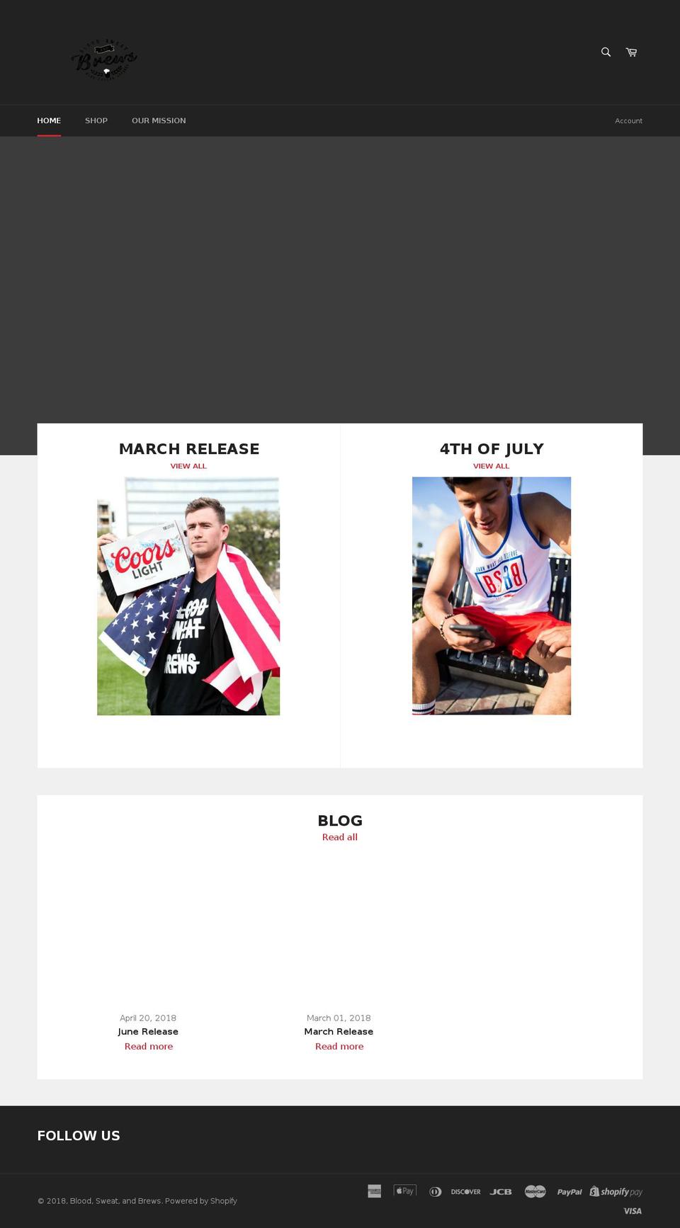 bloodsweatbrews.com — Shopify storefront screenshot