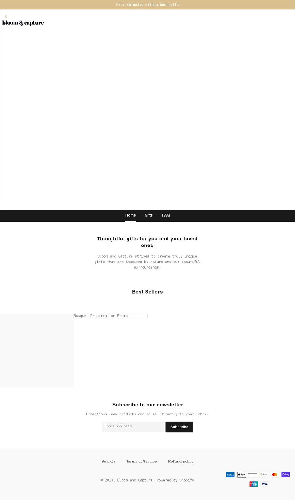 bloomandcapture.com shopify website screenshot
