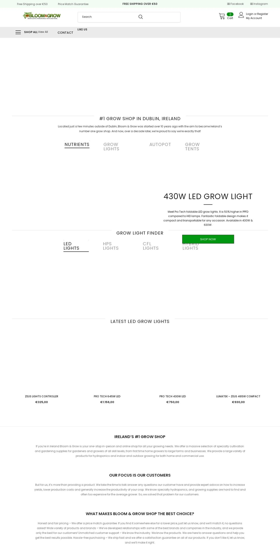 bloomandgrowshop.ie shopify website screenshot