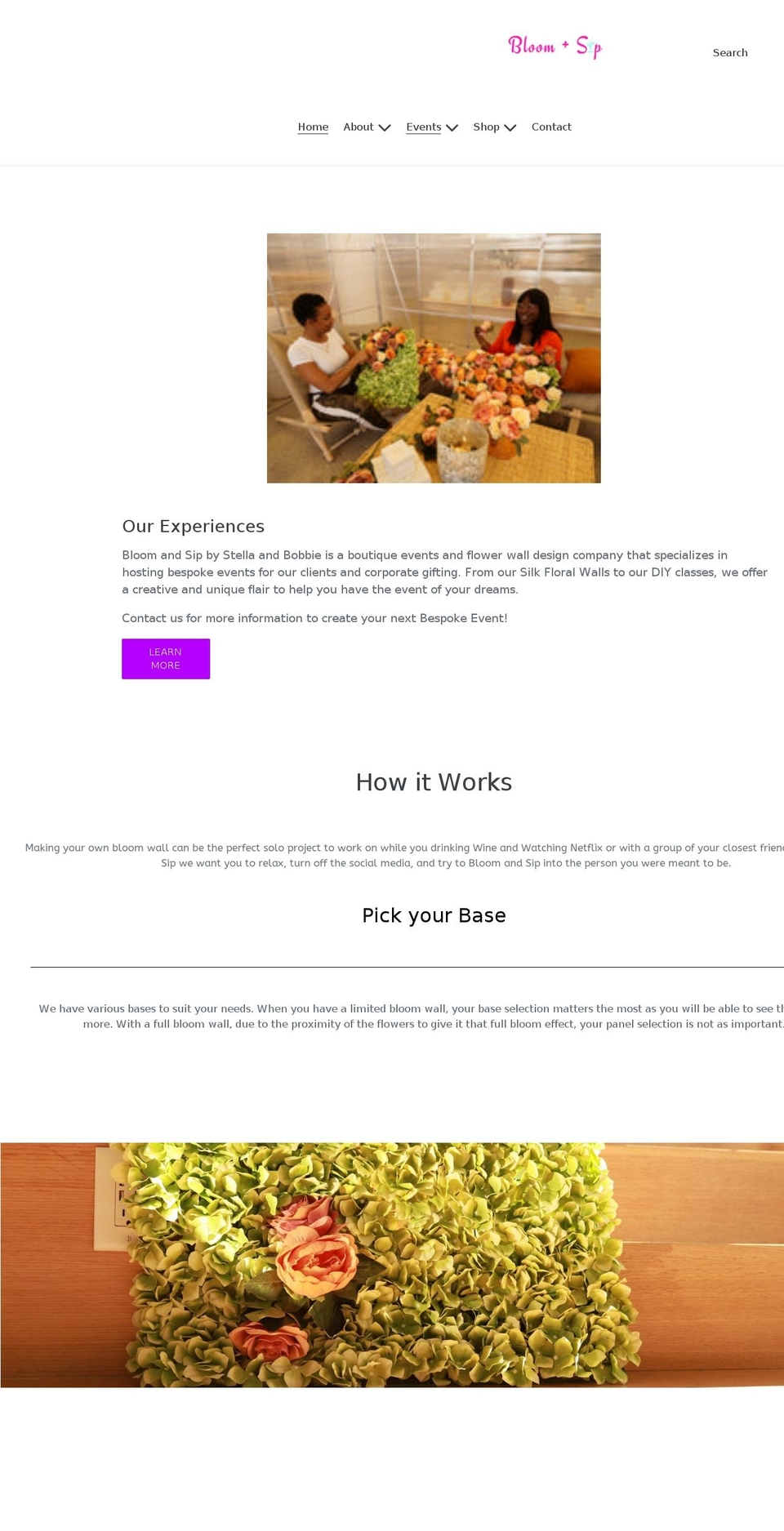 bloomandsip.com shopify website screenshot