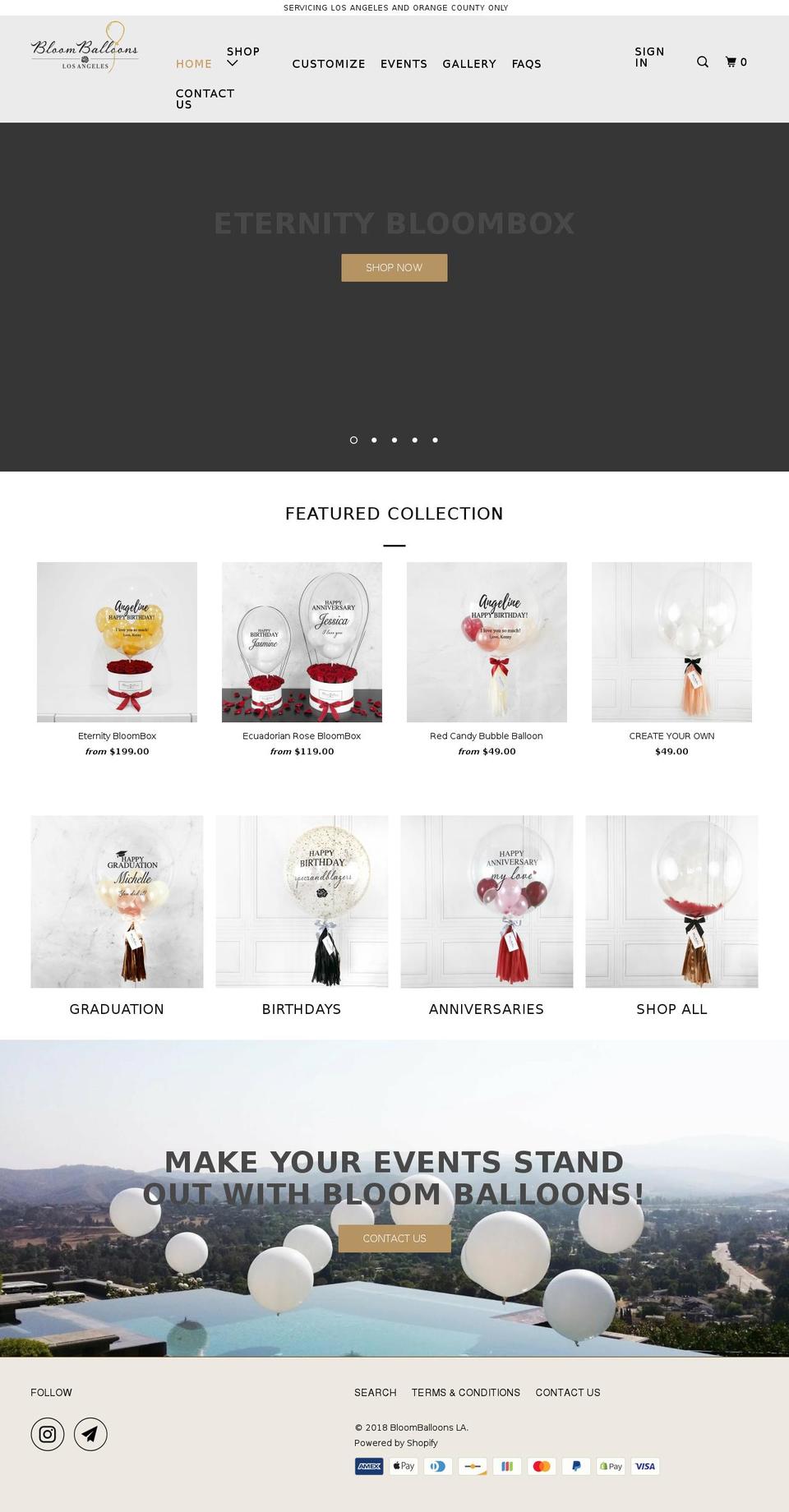 Zapiet Shopify theme site example bloomballoons.com