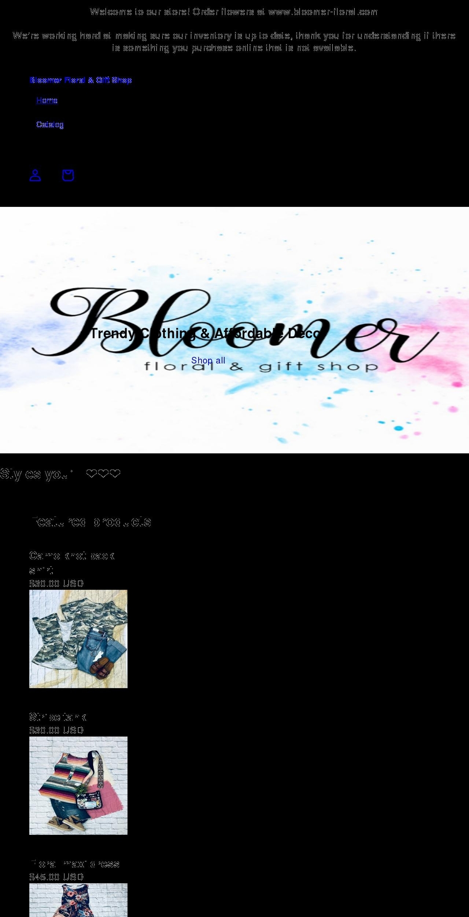 bloomerfloralandboutique.com shopify website screenshot