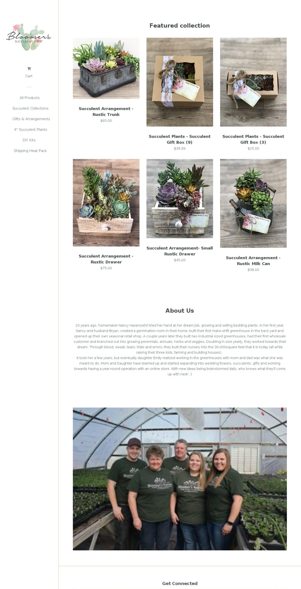 bloomerssucculentshop.com — Shopify storefront screenshot