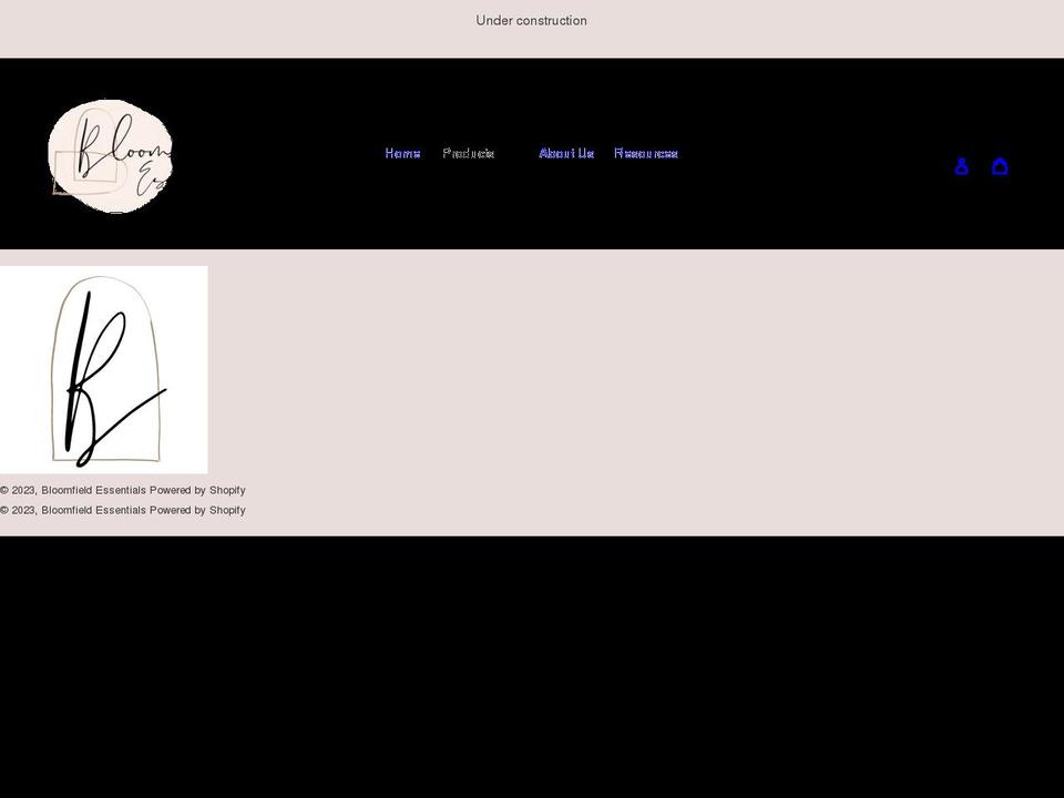 bloomfieldessentials.com shopify website screenshot