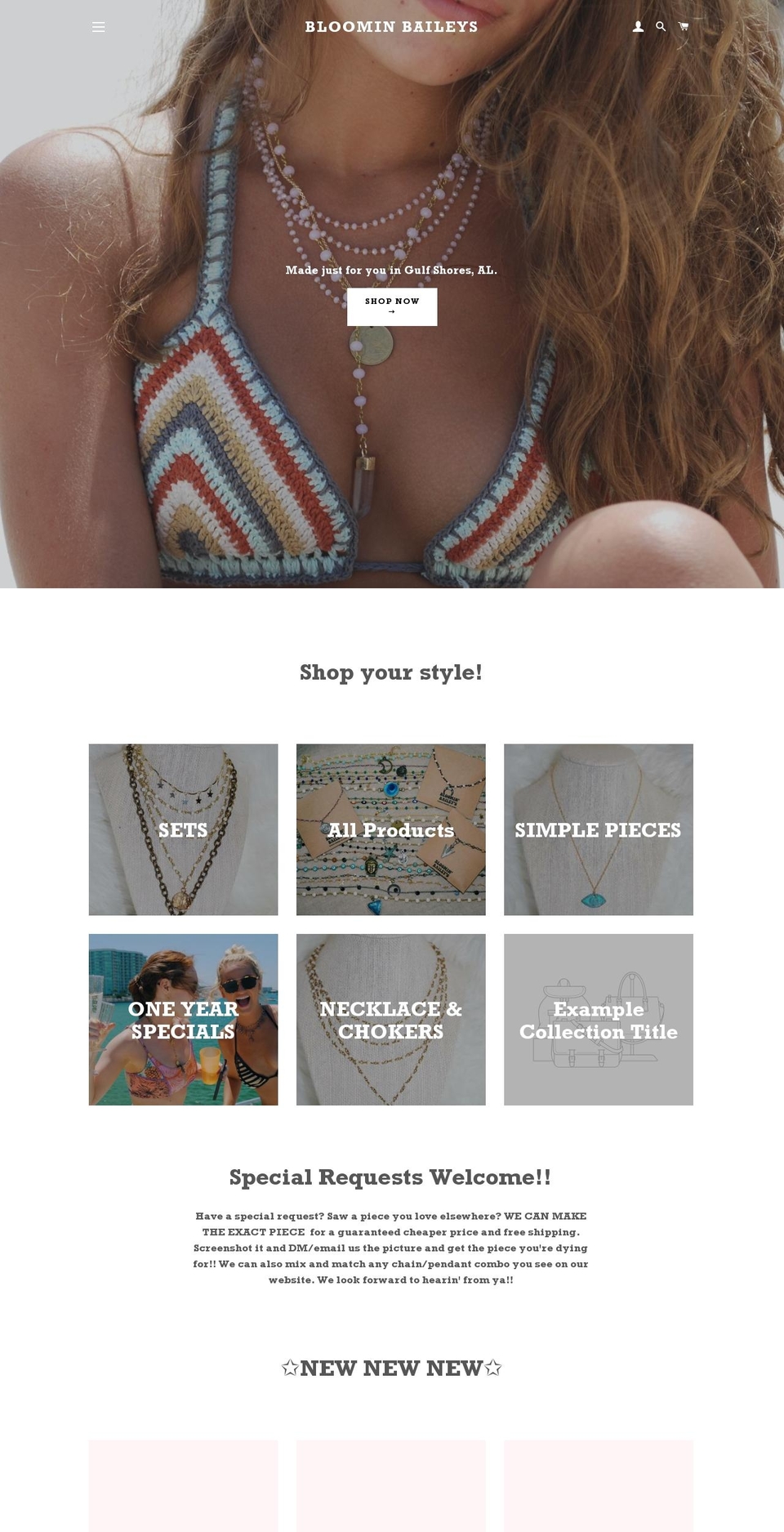 bloominbaileys.com shopify website screenshot