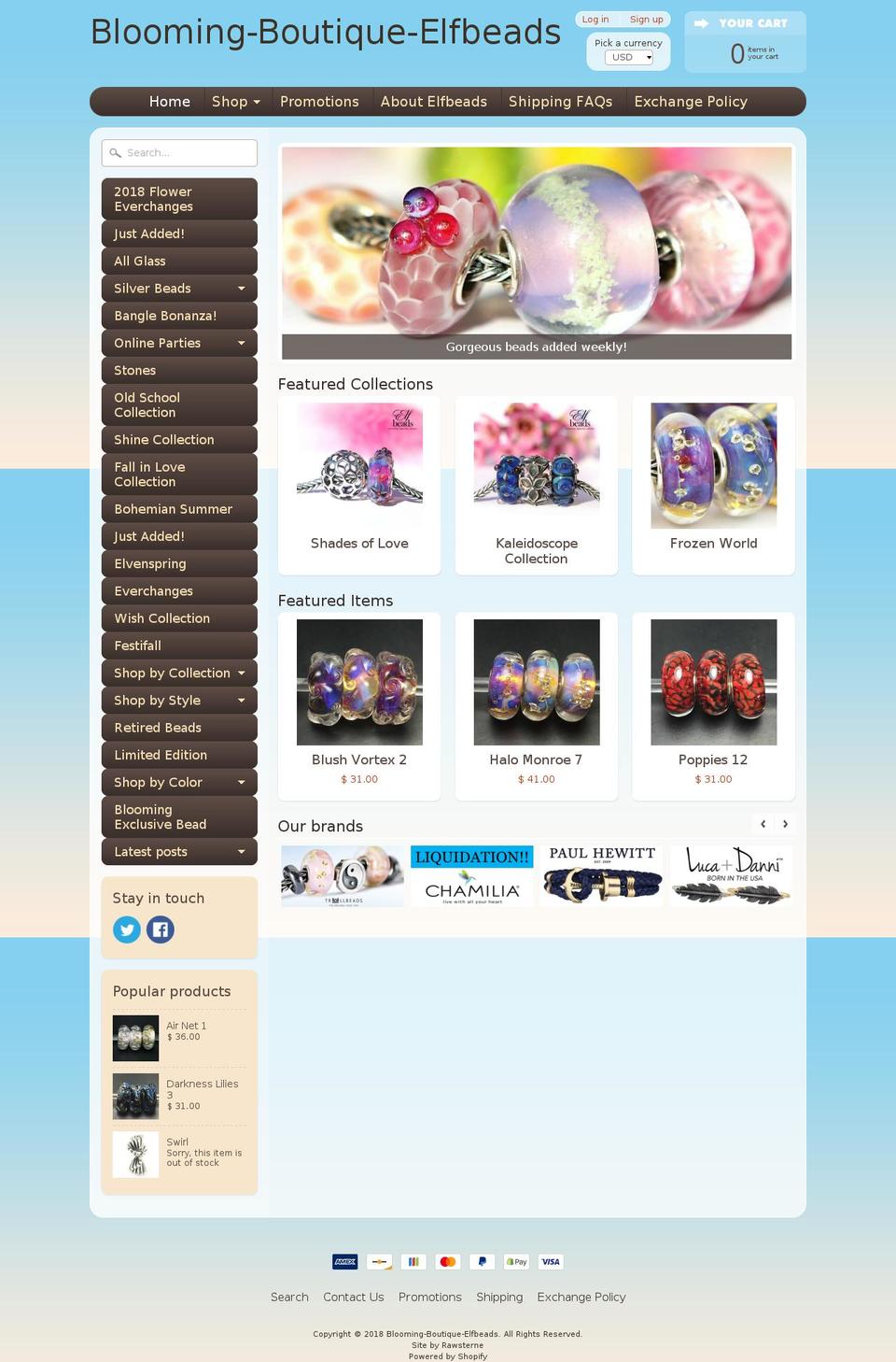 bloomingboutiqueelfbeads.com shopify website screenshot