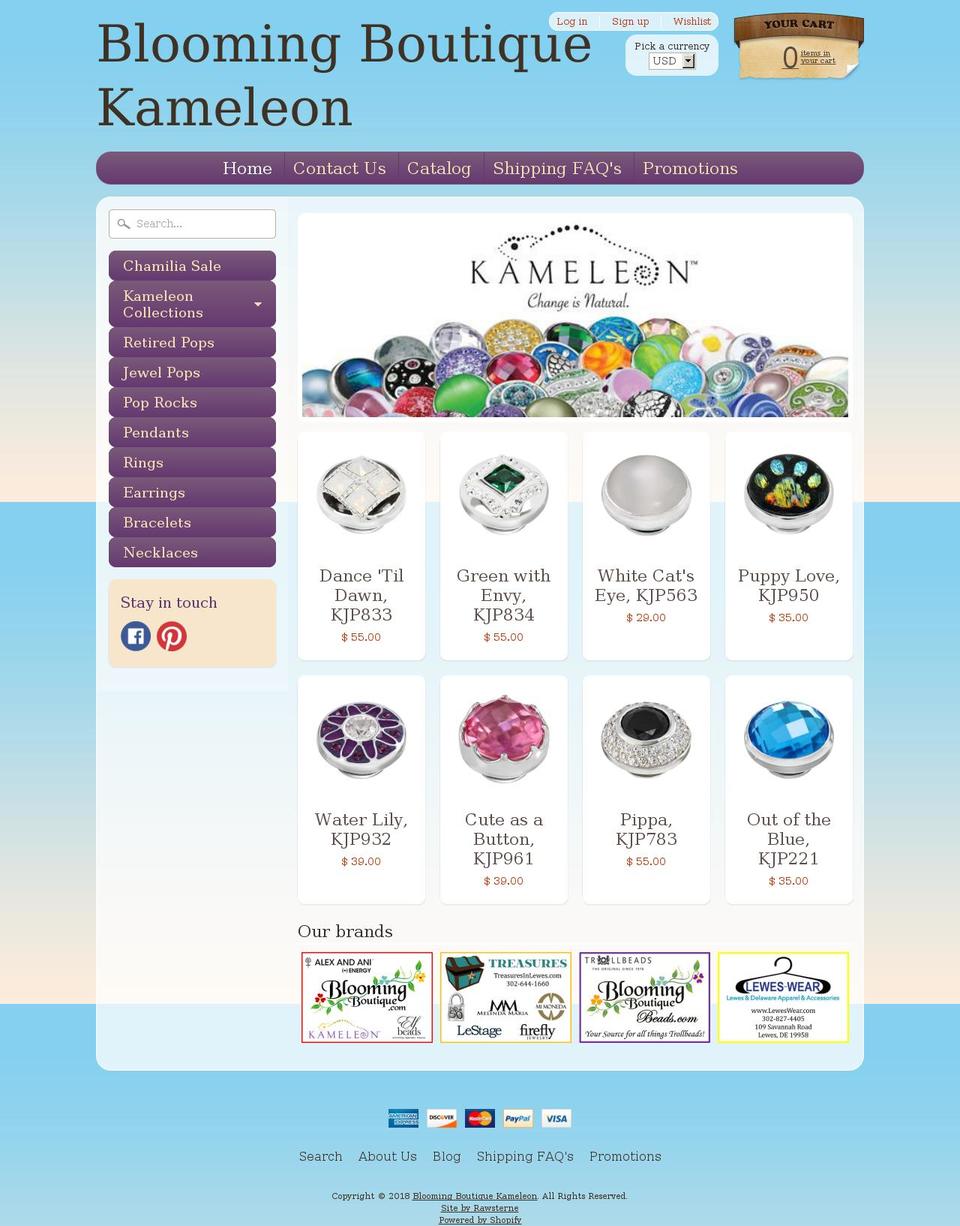 bloomingboutiquekameleon.com — Shopify storefront screenshot