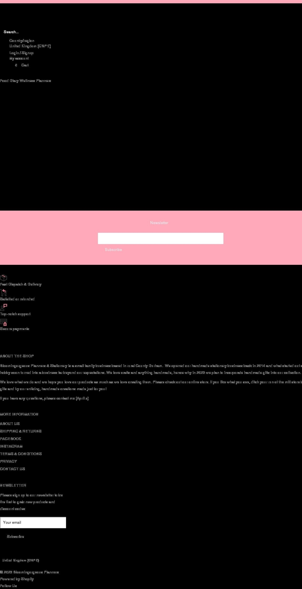 bloomingorgeousplanners.co.uk shopify website screenshot