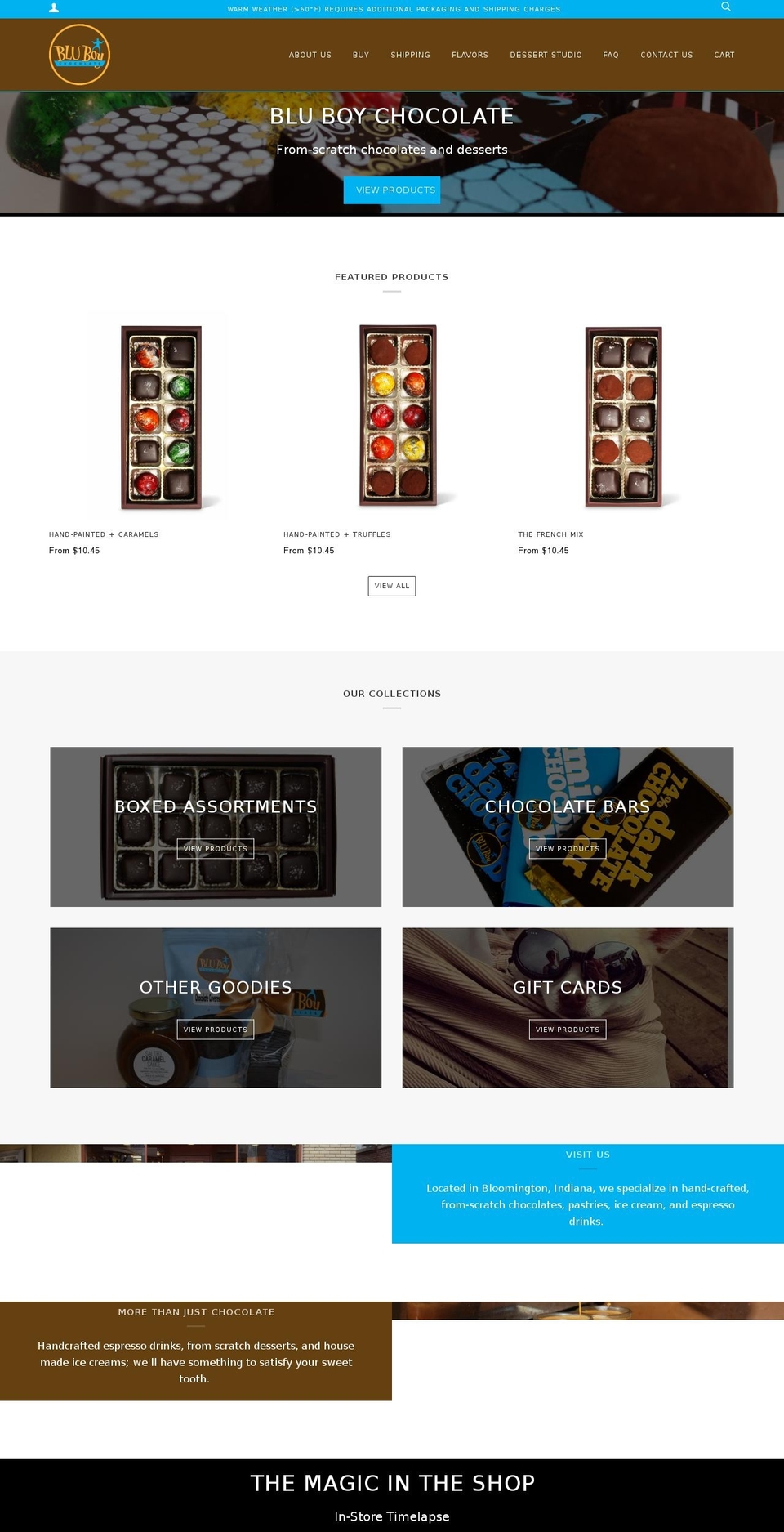 bloomingtonchocolate.com — Shopify storefront screenshot