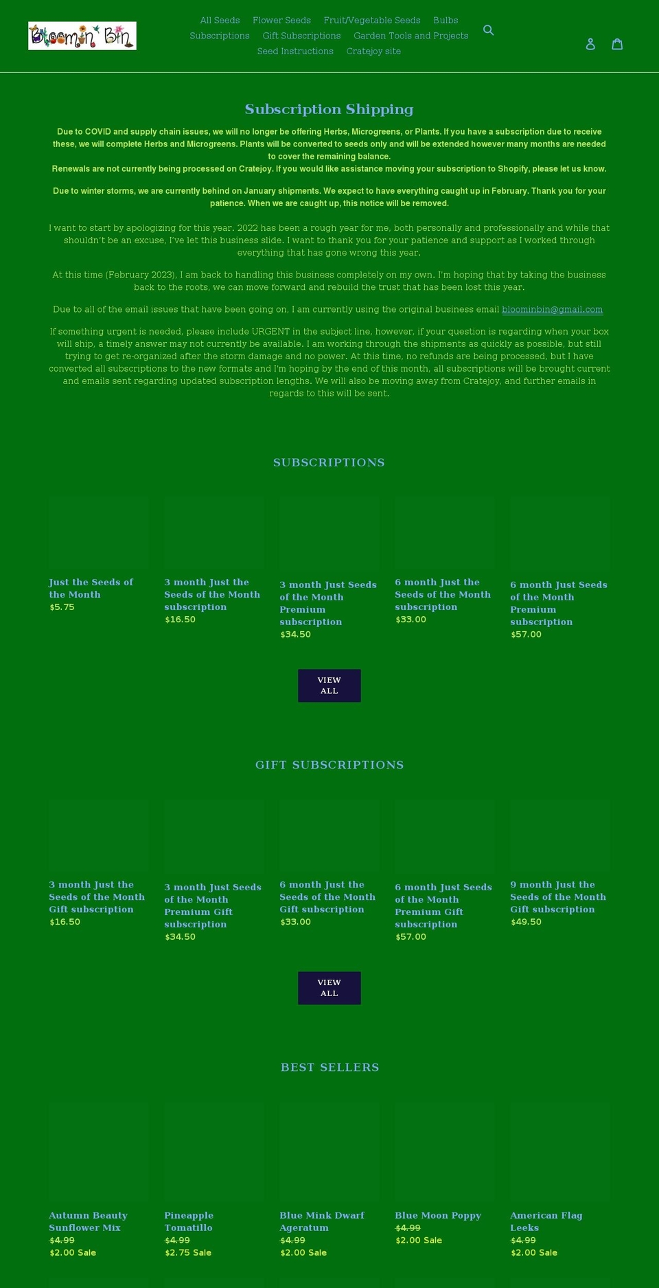 bloominseeds.myshopify.com shopify website screenshot