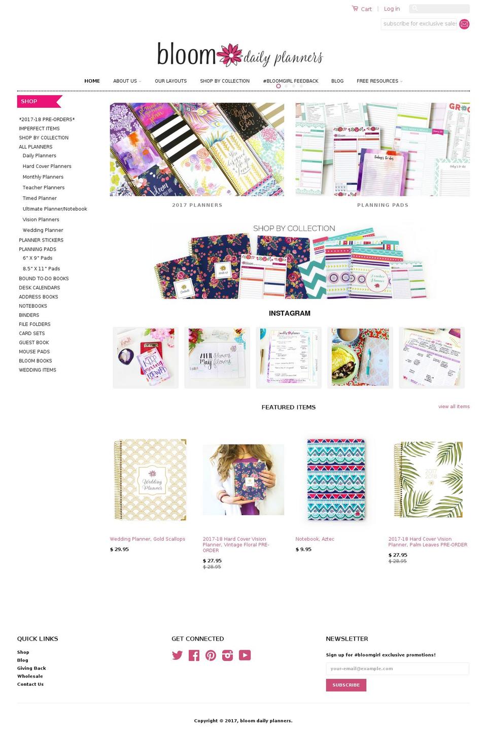 bloomplanners.com shopify website screenshot