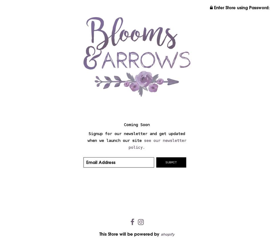 bloomsandarrows.com shopify website screenshot