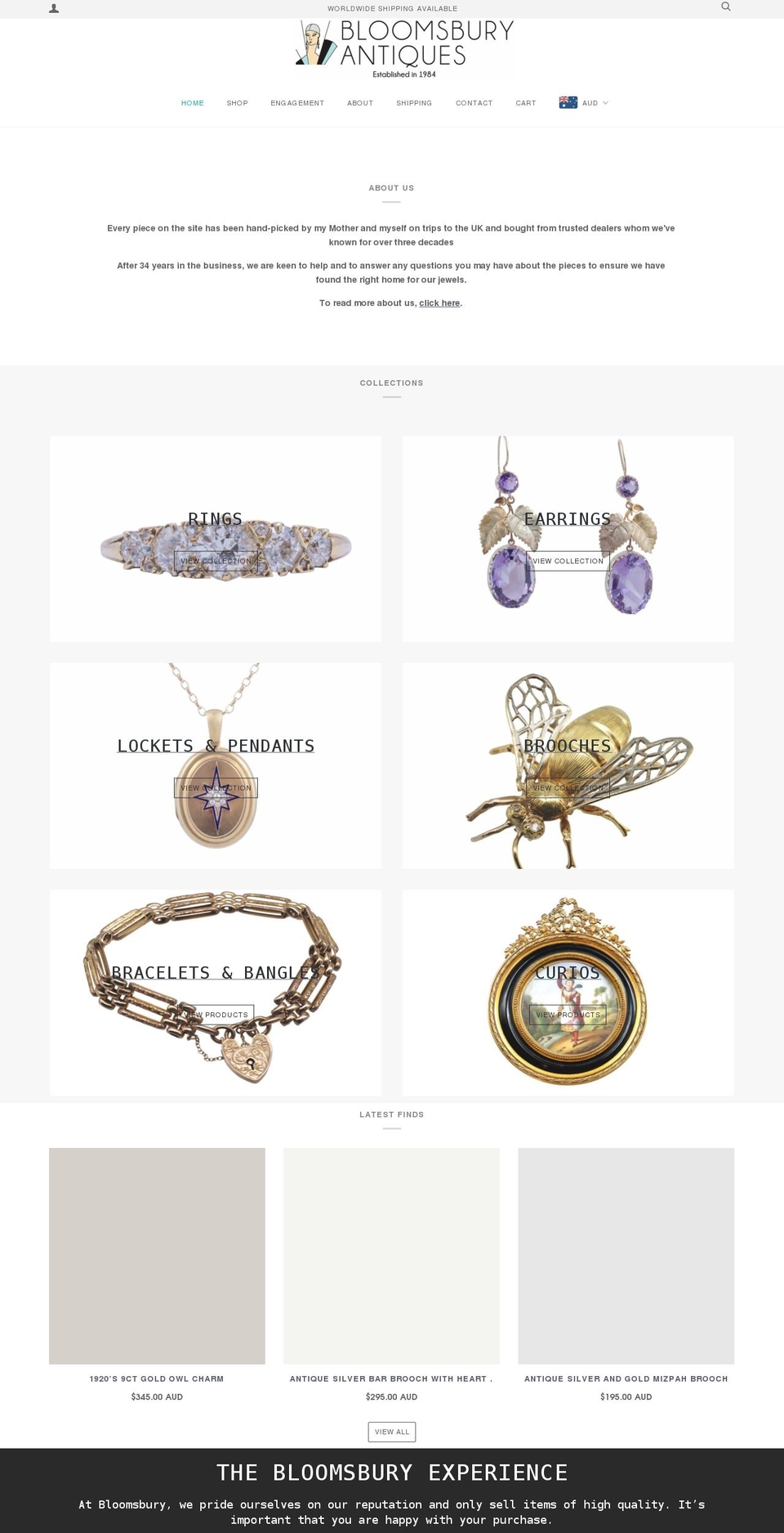 bloomsburyantiques.com.au shopify website screenshot