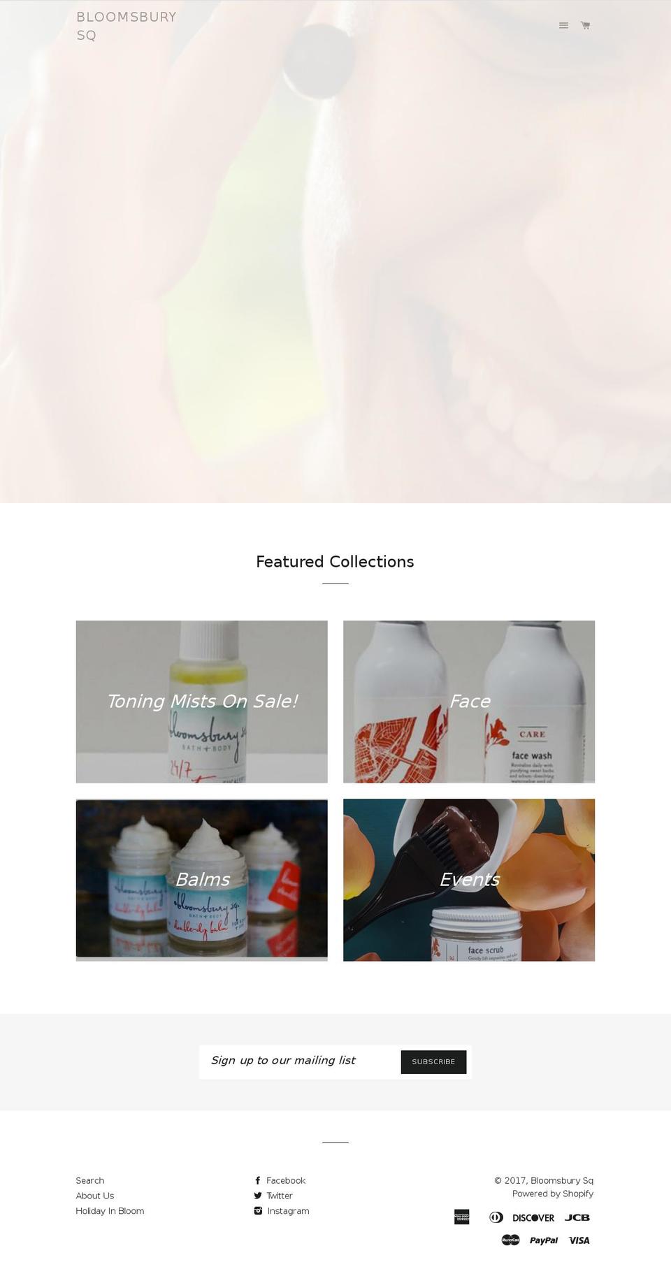 bloomsburysq.com shopify website screenshot