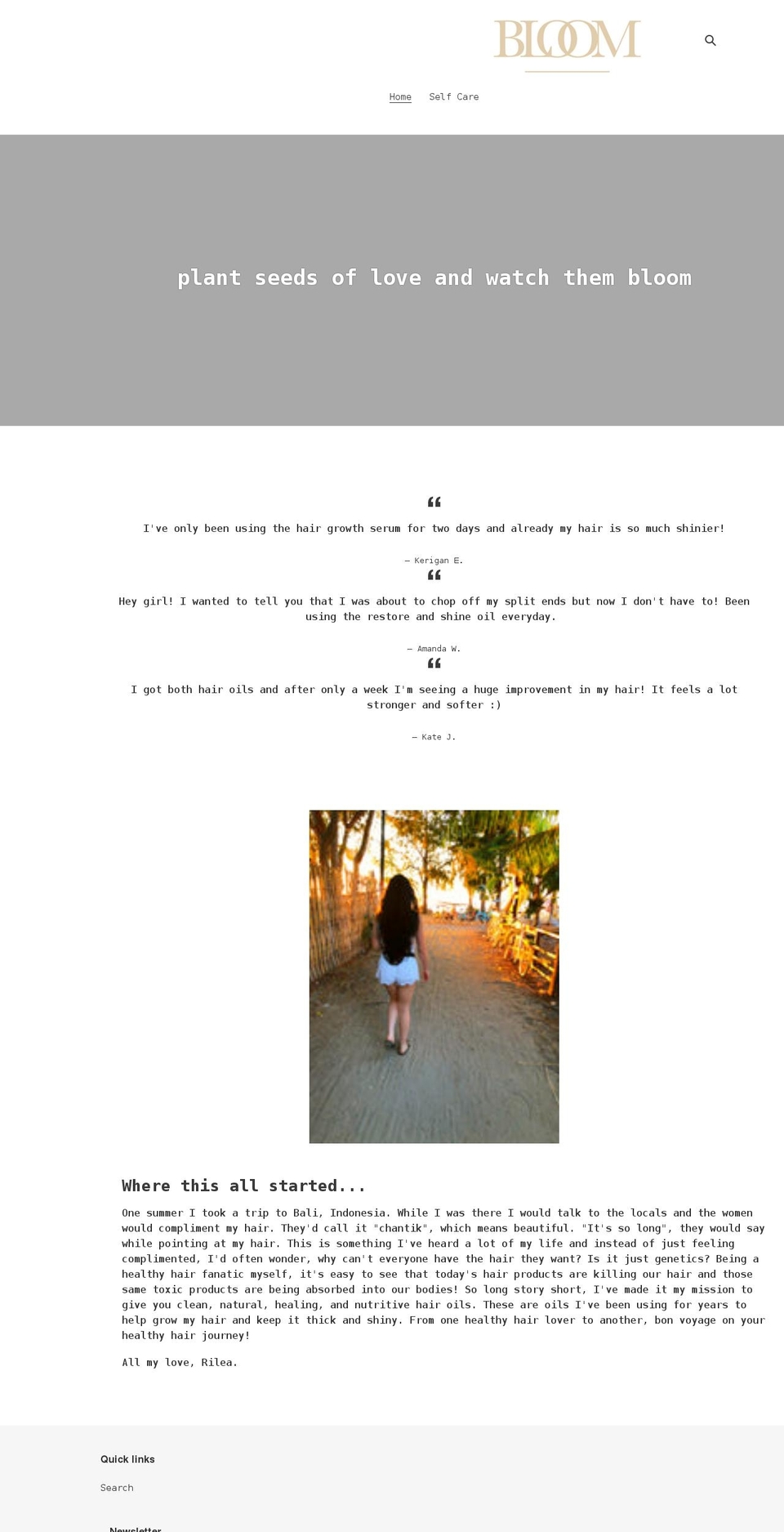 bloomselfcare.com shopify website screenshot